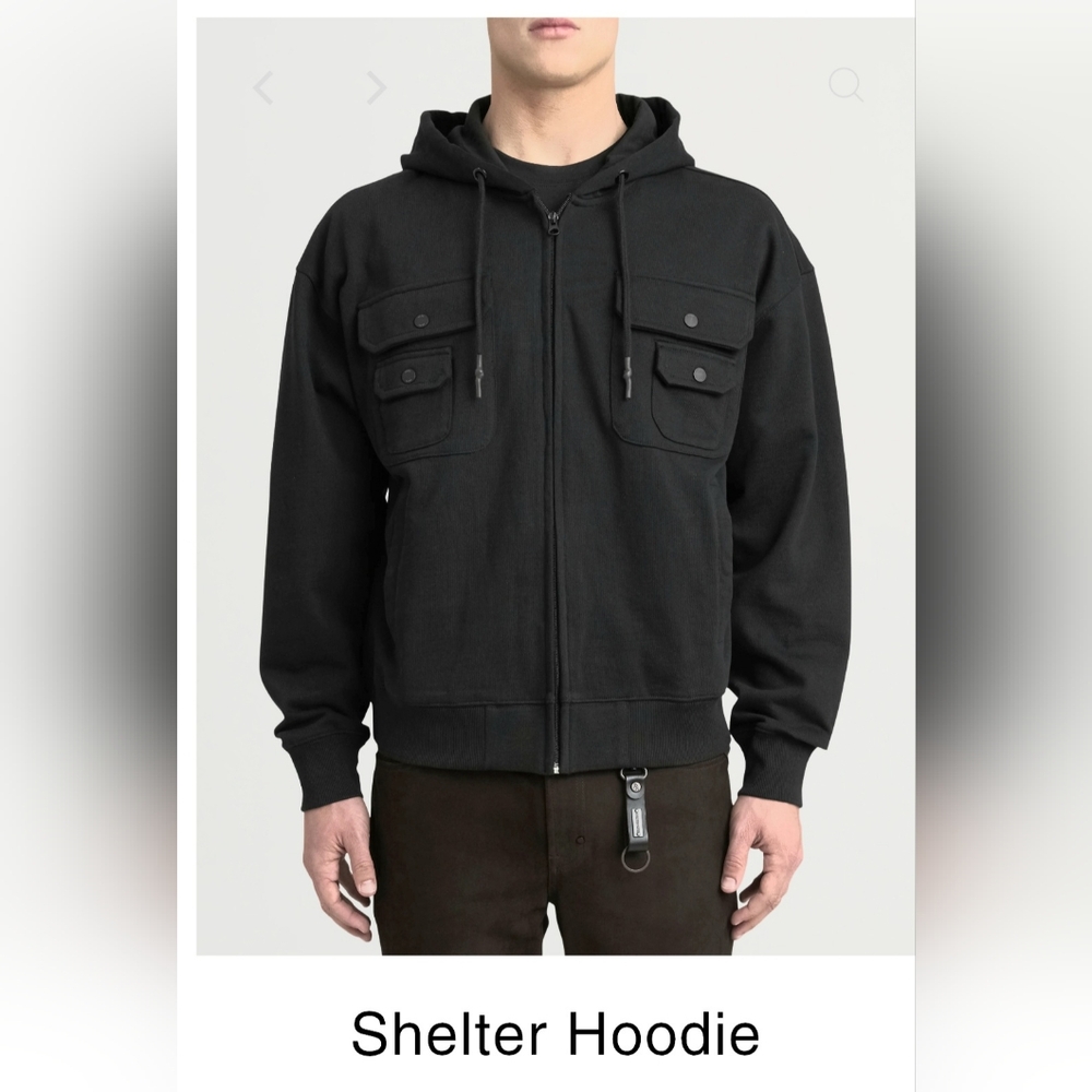 The PRPS Shelter Hoodie is an oversized full-zip hoodie